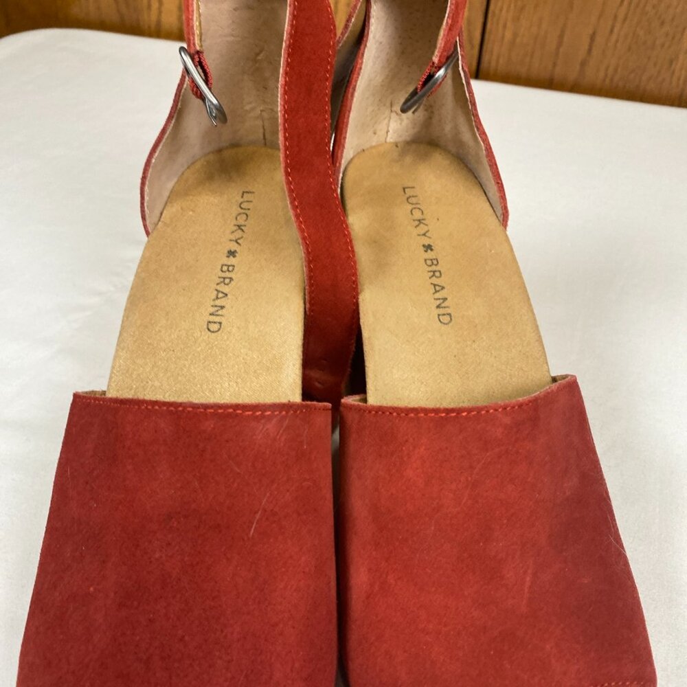 Lucky Brand Yemisa Wedge Sandals Women's 9 Red - Picture 2 of 10